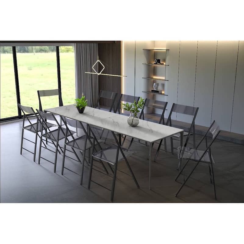 LeisureMod Menno Modern Acrylic Folding Chair - Red - 4 x 30 x 16.5