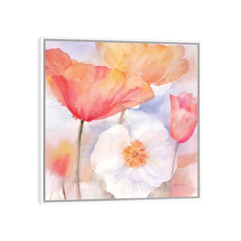 iCanvas "Watercolor Poppy Meadow Pastel I" by Cynthia Coulter Framed Canvas Print - White - 37x37