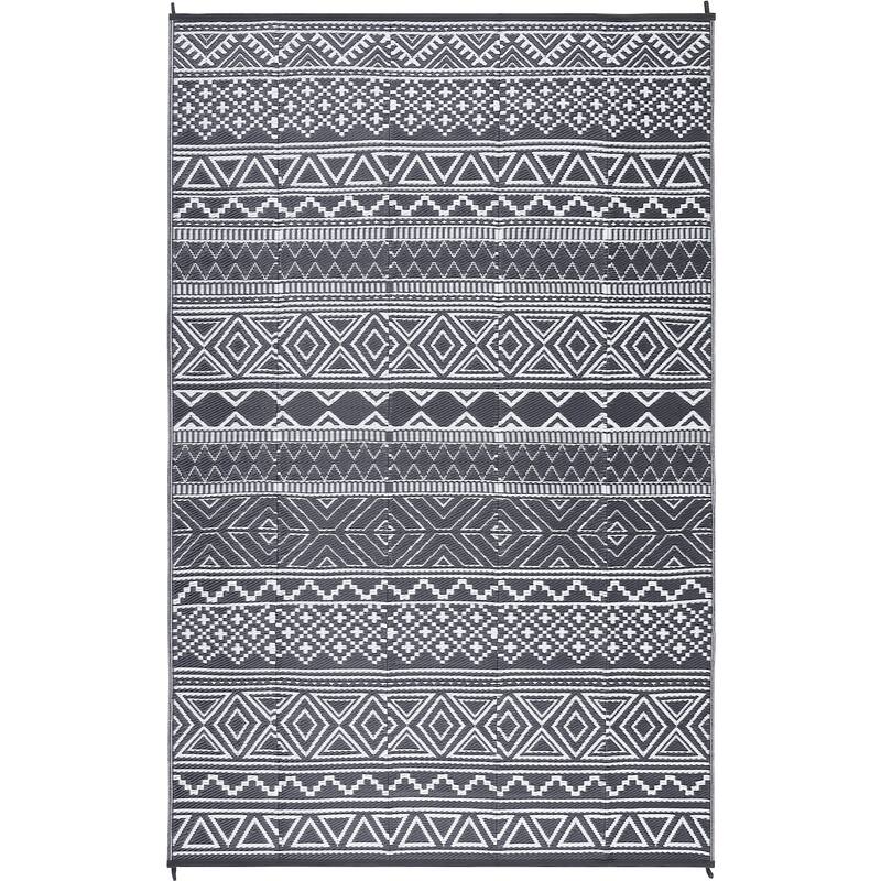 Outdoor Rug Waterproof Patio Rug Mat Geometric Rug Plastic Straw Outside Rug for RV Camping Picnic Reversible Rug