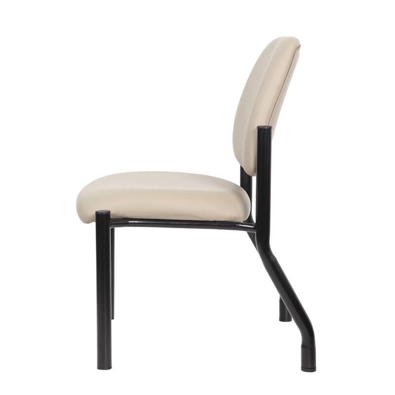 Lea Big and Tall XL Reception Chair, Beige Antimicrobial Vinyl, 400 lbs