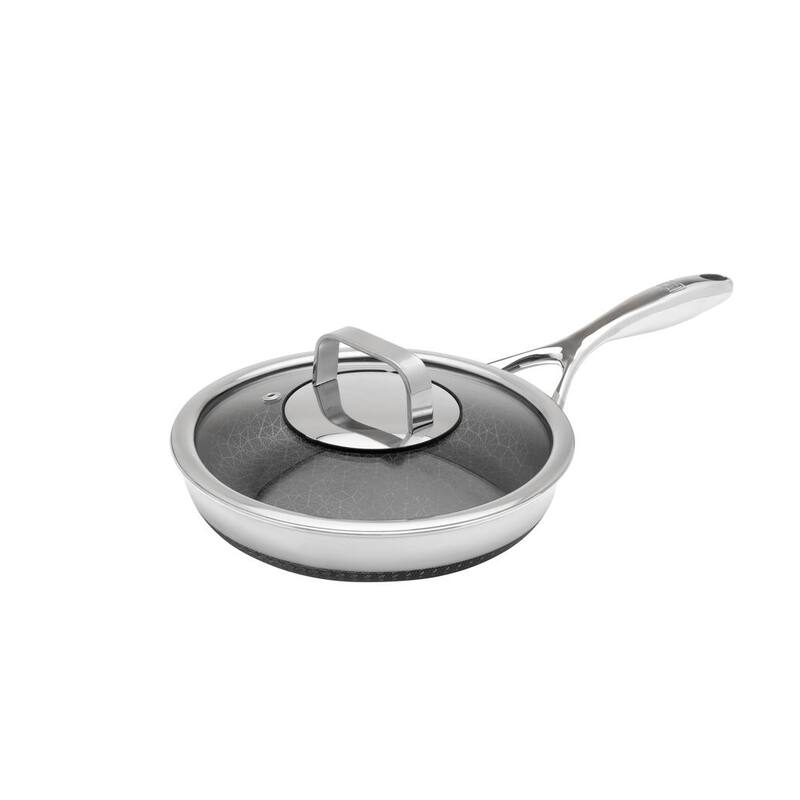 DiamondClad Hybrid Nonstick Stainless Steel Fry Pan Lid Cookware Set - 8"