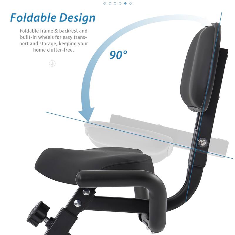 Folding Exercise Bike, Fitness Upright and Recumbent X Bike with 10 Level Adjustable Resistance, Arm Bands and Backrest