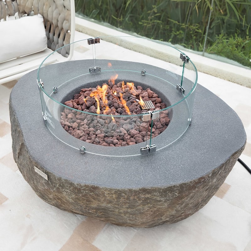 Elementi Boulder Outdoor Fire Pit Table 43" Round Patio Heater - Propane