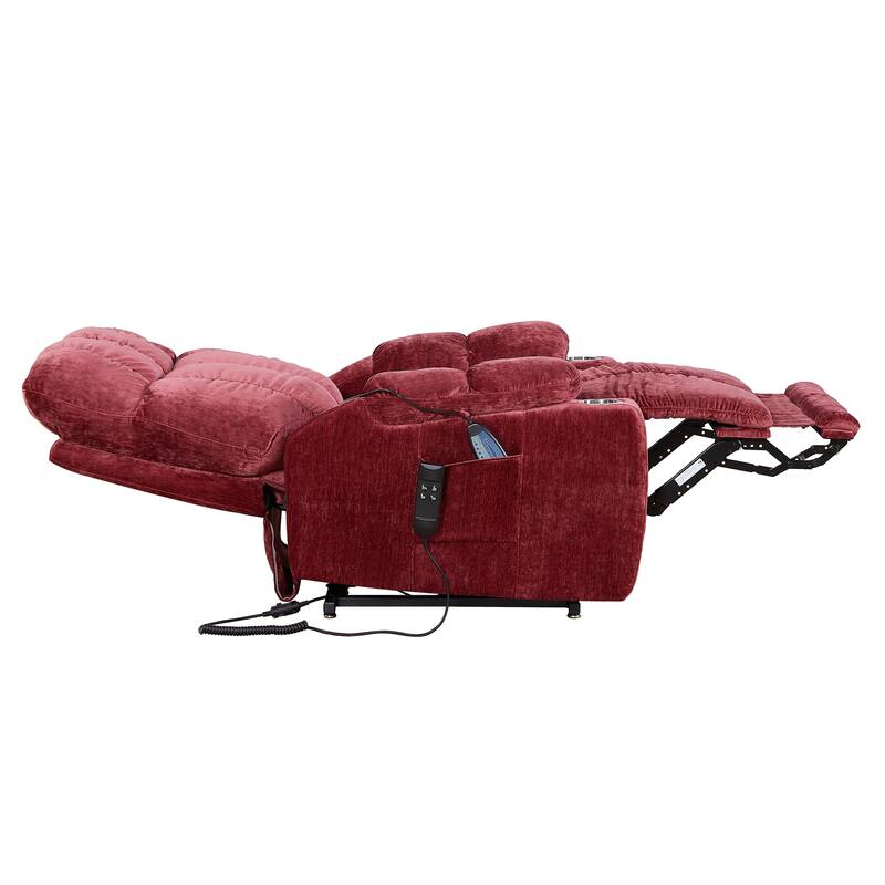 Electric Lift Recliner Sofa with Massage and Heating, 8 Vibrating Points, 1 Lumbar Heating Point, Adjustable Backrest Footrest