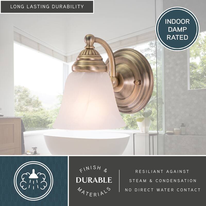 Standford 1 Light Brass Bathroom Wall Fixture - 5.25-in W x 7-in H x 7-in D
