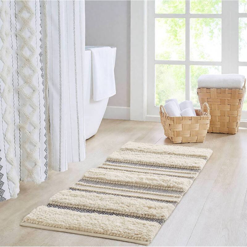 INK+IVY Asher Woven Texture Stripe Bath Rug