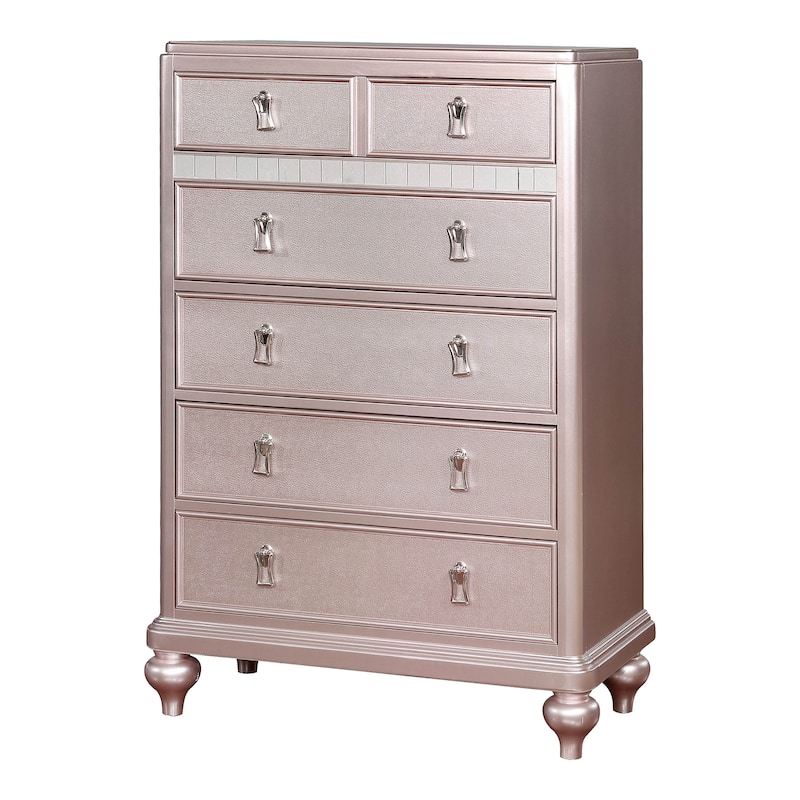 Dzhebel I Contemporary 5-Drawer Wood Chest by Copper Grove - Rose Gold