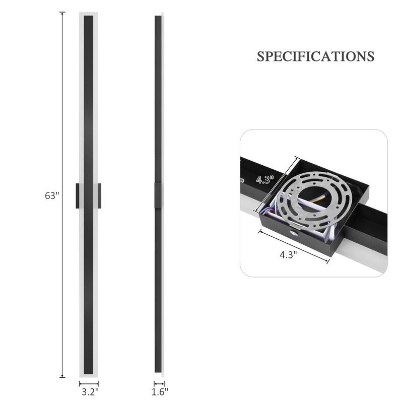 Outdoor Linear Integrated LED Wall Sconce Light Fixture with Bracket