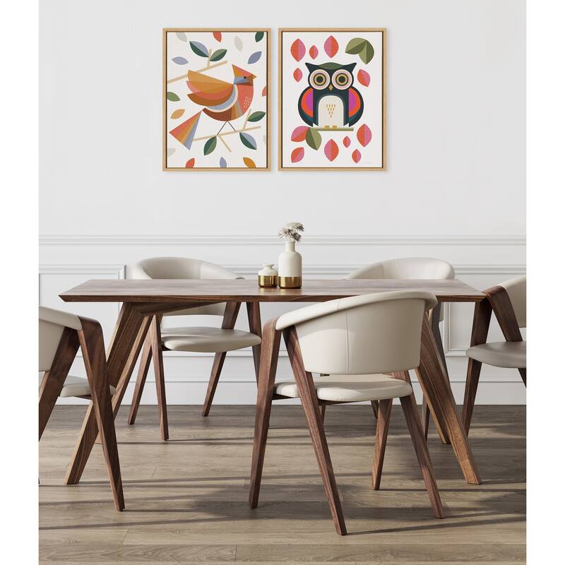 Kate and Laurel Sylvie Retro Owl Framed Canvas by Carey Copeland