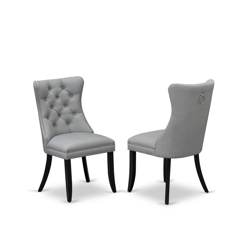 East West Furniture Dining Table Set Contains a Rectangle Wooden Table and Upholstered Chairs, Black (Pieces Options)