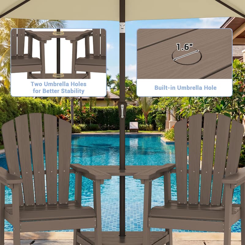 Outdoor Tall Adirondack Chair Set of 2 with Connecting Tray