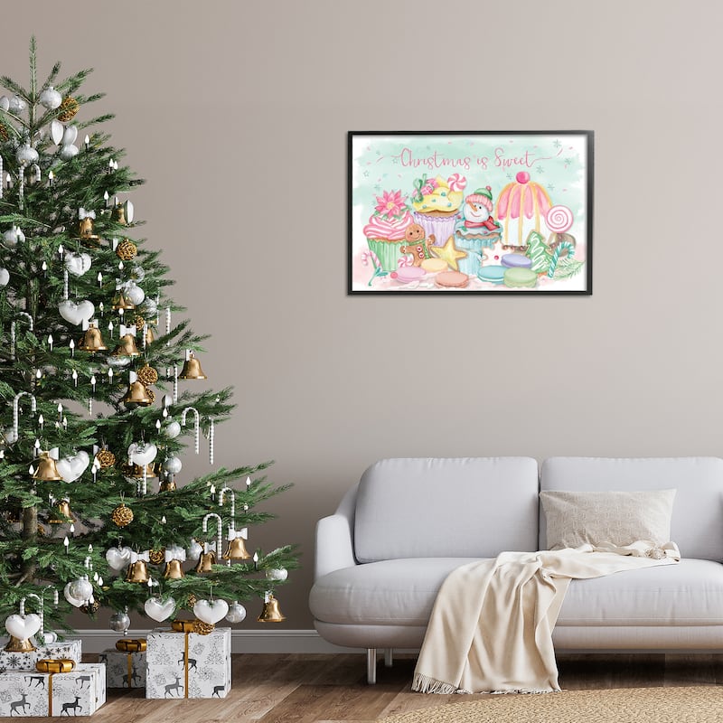 Stupell Christmas Is Sweet Festive Desserts Framed Giclee Art Design By Mollie B.