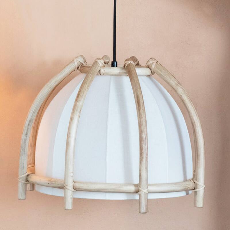 Rattan and Cotton Pendant Lamp