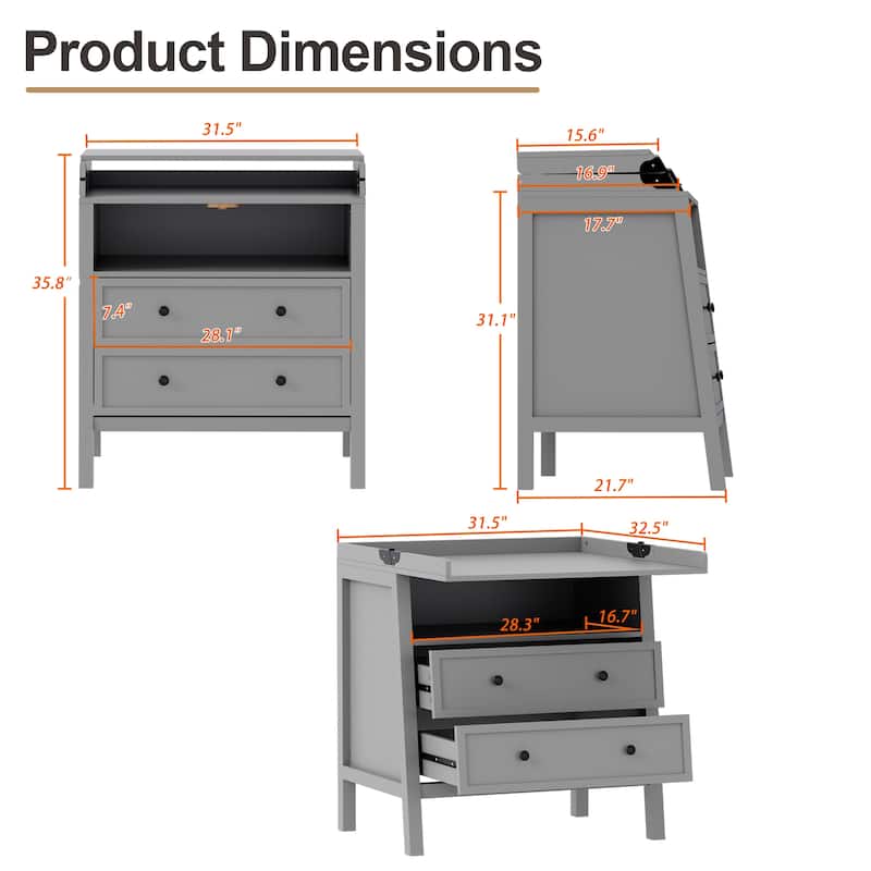 Baby Changing Table Multi-Functional 2 Drawer Dresser