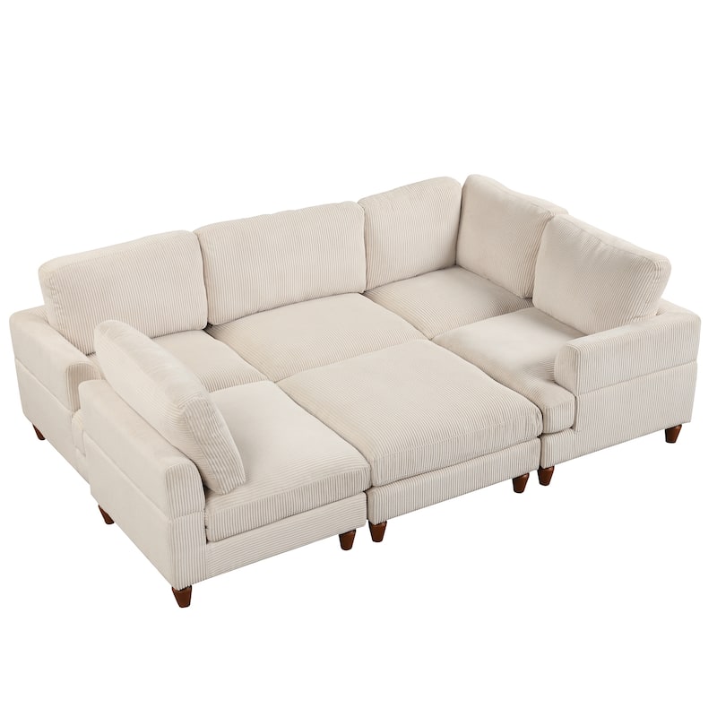 Modern Sectional Sofa Couch with Ottoman, L-Shaped Corner Sofa Sectionals Convertible Sleeper Sofa Bed for Living Room Office