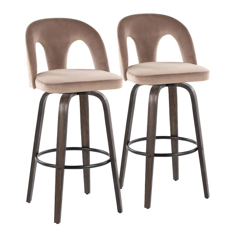 Ava Upholstered 30" Fixed-Height Counter Stool - Set of 2 - Taupe