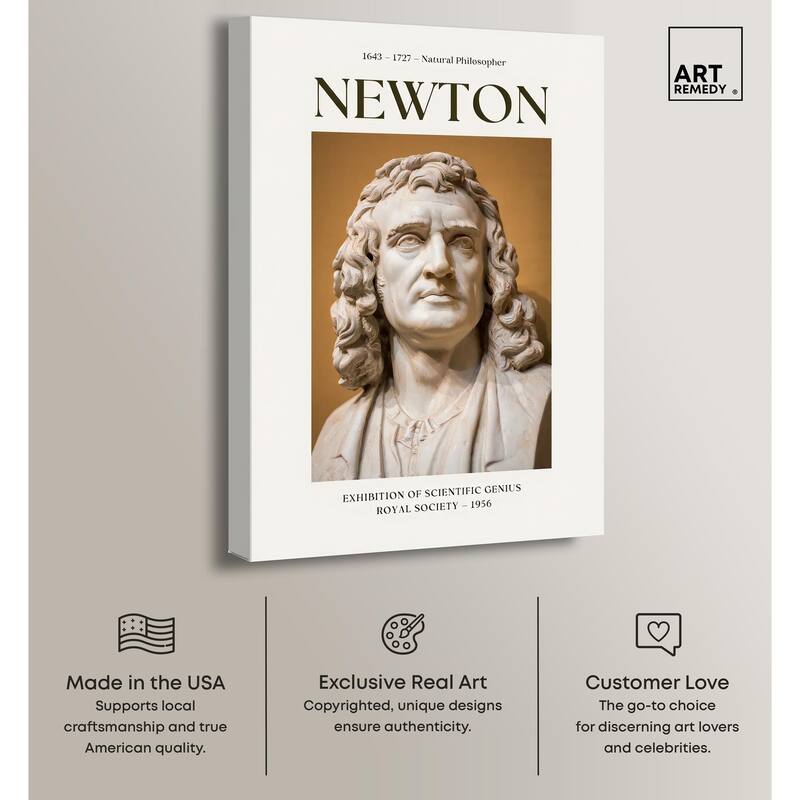 Newton's Likeness in Marble Canvas by Art Remedy, Gallery Wrapped