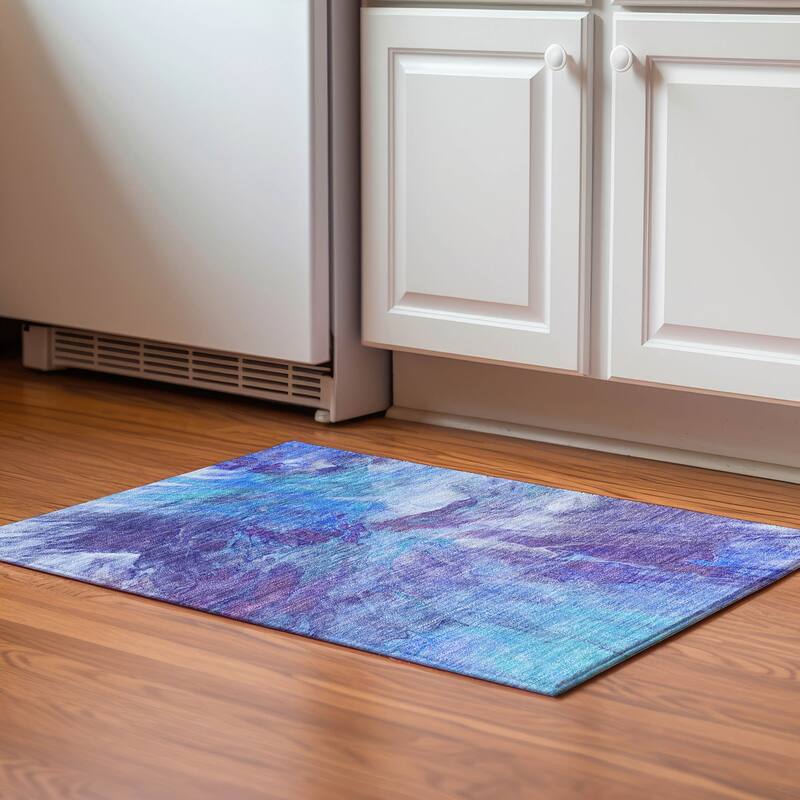 Premium Washable Super Soft Contemporary Splash Mayfield Rug - Blue - 1' 8" x 2' 6" - Rectangle