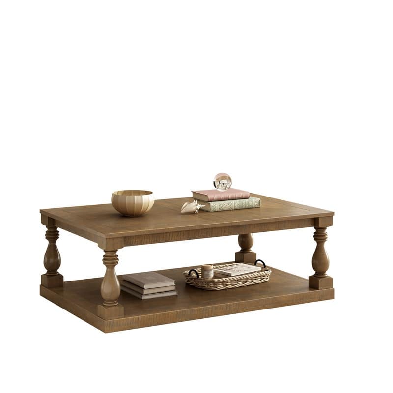 Vintage 45.2" Solid Wood Coffee Table with Open Shelf