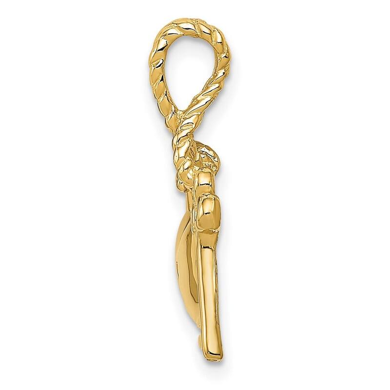 Curata 14k Yellow Gold Polished Love Heart and Key Slide Pendant Necklace (22.5x14.8mm)