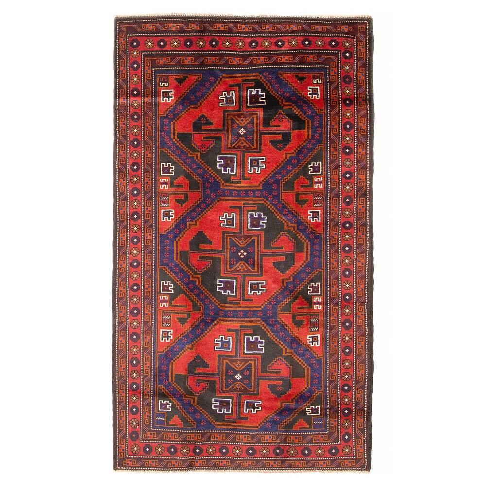 ECARPETGALLERY Hand-knotted Teimani Red Wool Rug - 3'7 x 6'3