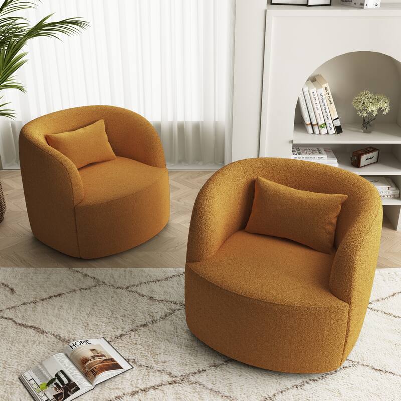 Set of 2 Single Accent Chair Teddy Swivel Barrel Chairs