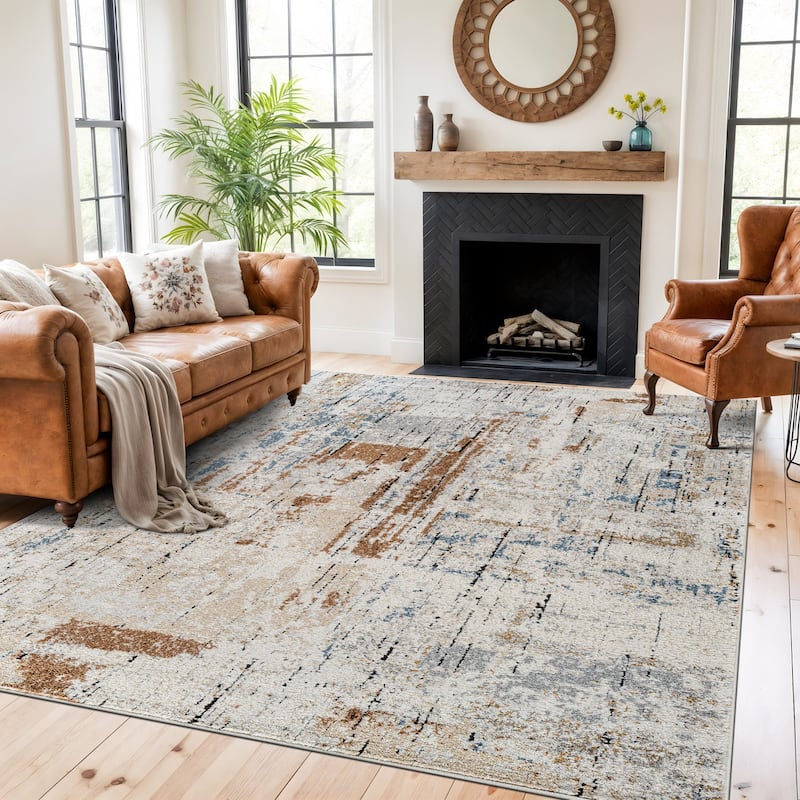 Multi-Tonal Rug for Living Room, Entryway, or Family Spaces - Easy to Clean and Comfortable Underfoot - 7' 10" x 10'