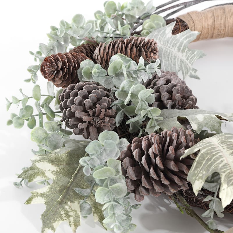 SAFAVIEH Faux 24 Inch Berry & Eucalyptus Semi-Wreath - 23" W x 23" D x 8" H