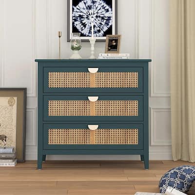 3 Drawers Rattan Storage Cabinet for Bedroom Living Room