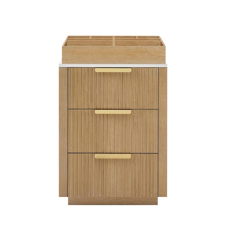 Santarem Solid Wood Partitioned Storage Cabinet - 24"W x 21.7"D - Washed Ash Grey