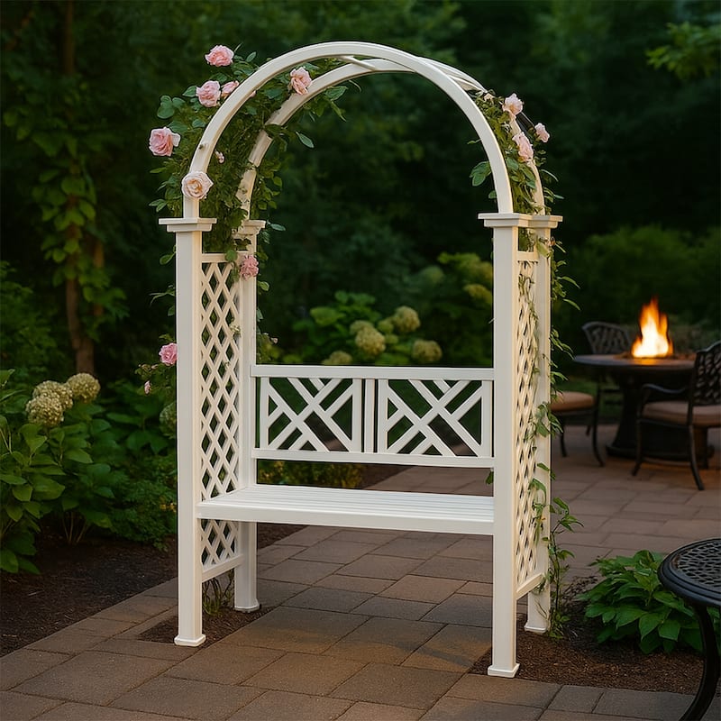 Aluminum Garden Arch with 2-Seater Bench