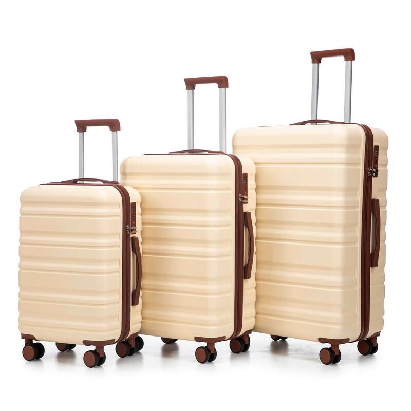 3 Piece Luggage Set Carry on Suitcase with ABS hardshell, Spinner Wheels & TSA Combination Lock