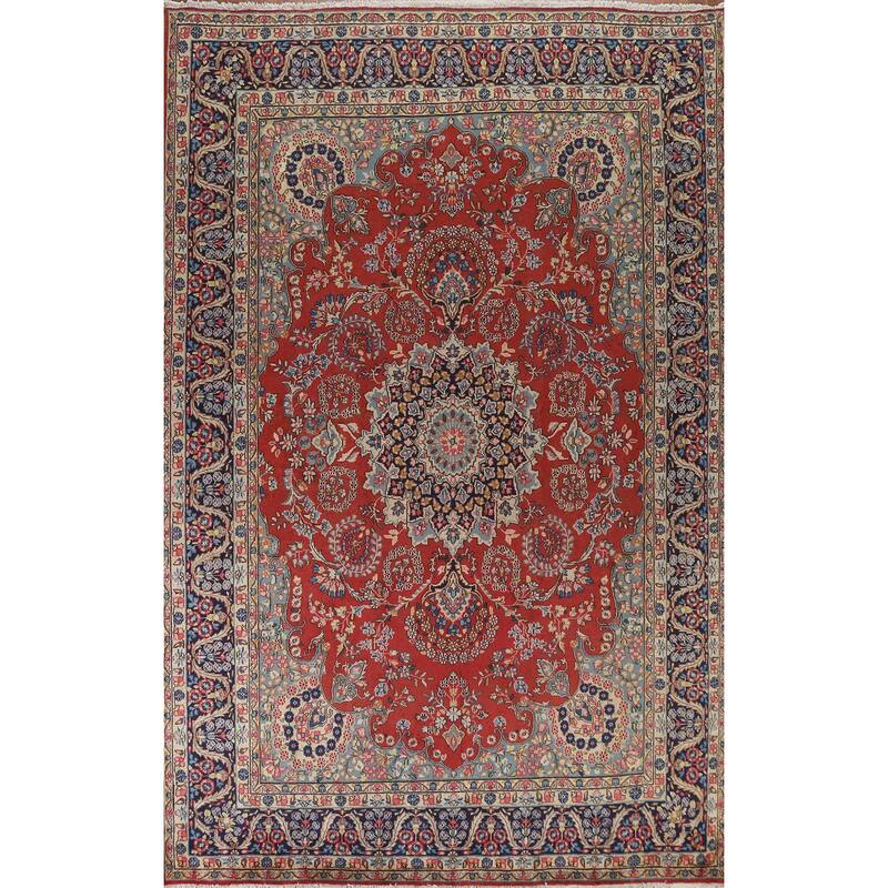 Hand Knotted Oriental 100% Wool Carpet Traditional Floral Oranges & Rust Kerman Area Rug - 11' 4'' X 8' 0''