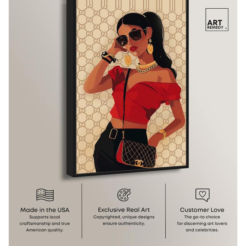 Her Stylish Red Look Canvas by Art Remedy