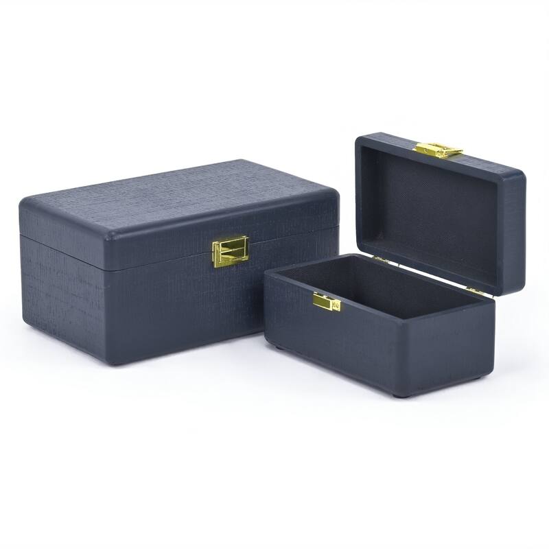Sable Set of 2 Wooden Boxes with Gold Handles
