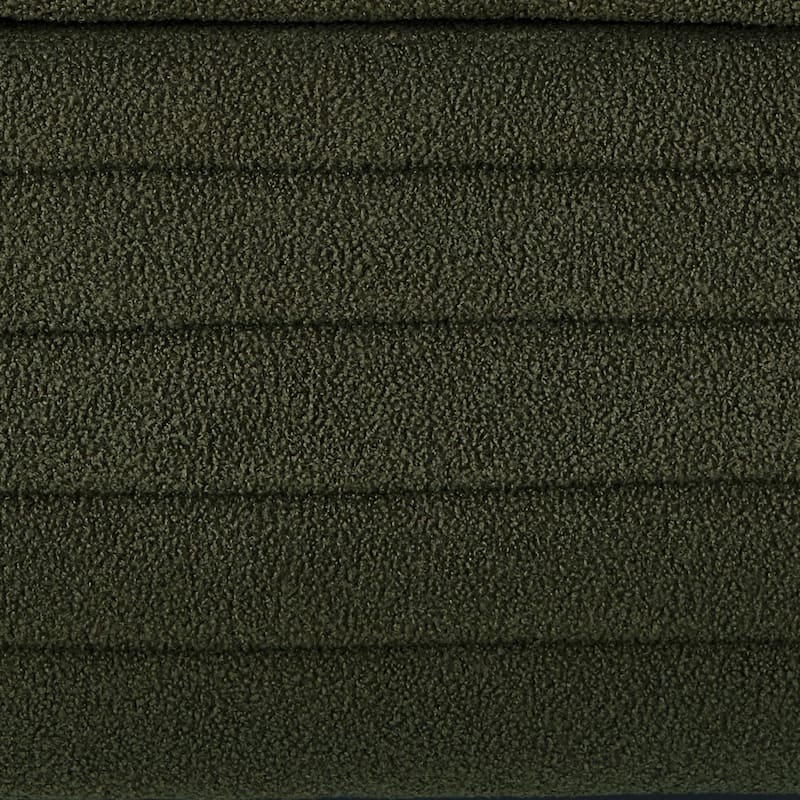 Modern Oval Storage Ottoman Bench Dark Green Boucle Teddy Fabric for Bedroom Living Room