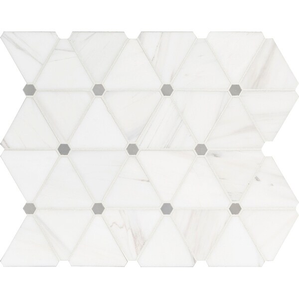 MSI SMOT-DOL-PINWP Bianco Dolomite - 13-7/8" x 12" Triangle Mosaic Sheet - Polished Marble Visual - Sold by Carton (11.6