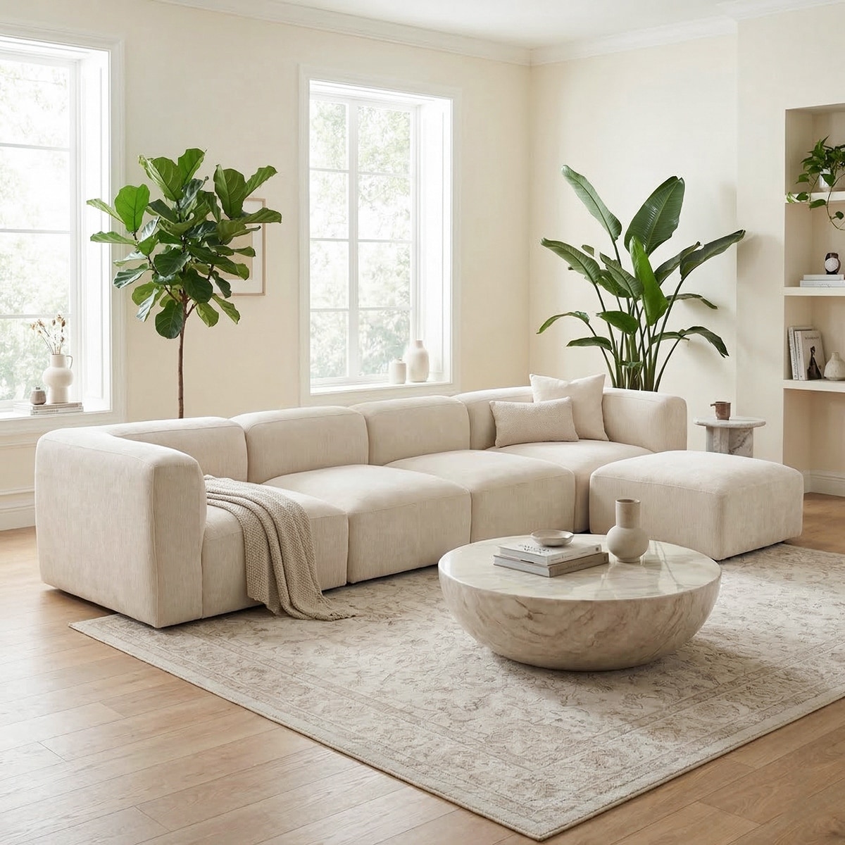 5-Piece Modular Sectional Sofa with Ottoman
