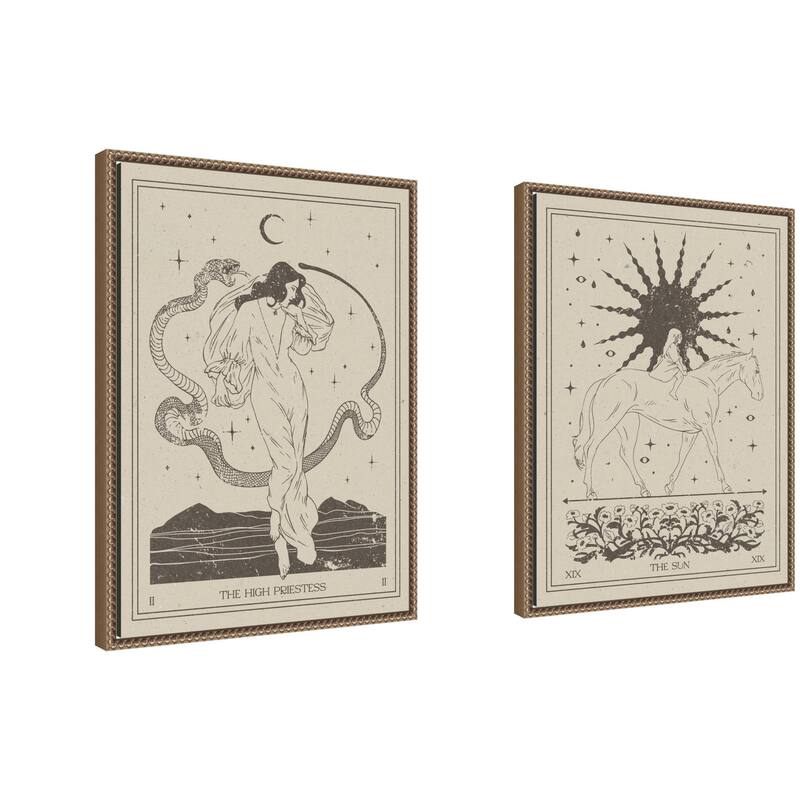 Amanti Art The High Priestess and The Sun 2 Piece by Nktn Framed Canvas Wall Art