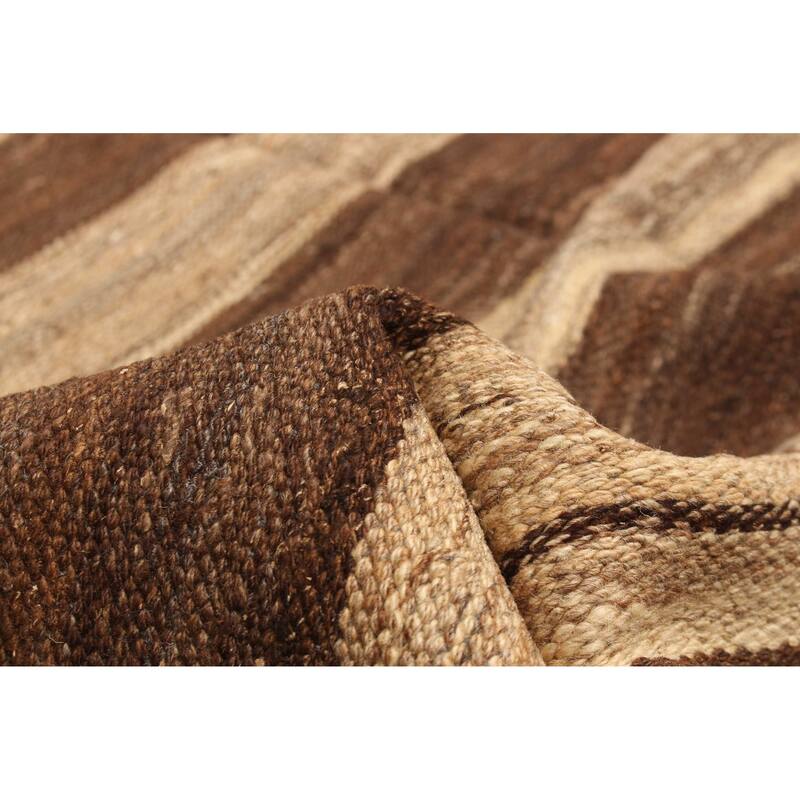 ECARPETGALLERY Flat-Weave Boho Brown Wool Kilim - 4'7 x 6'8