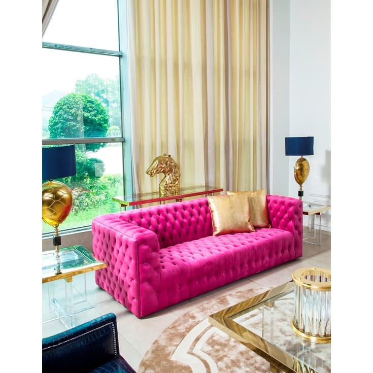 Pasargad Home Vicenza Velvet Tufted Sofa - L89.37"XD36.22"XH30"