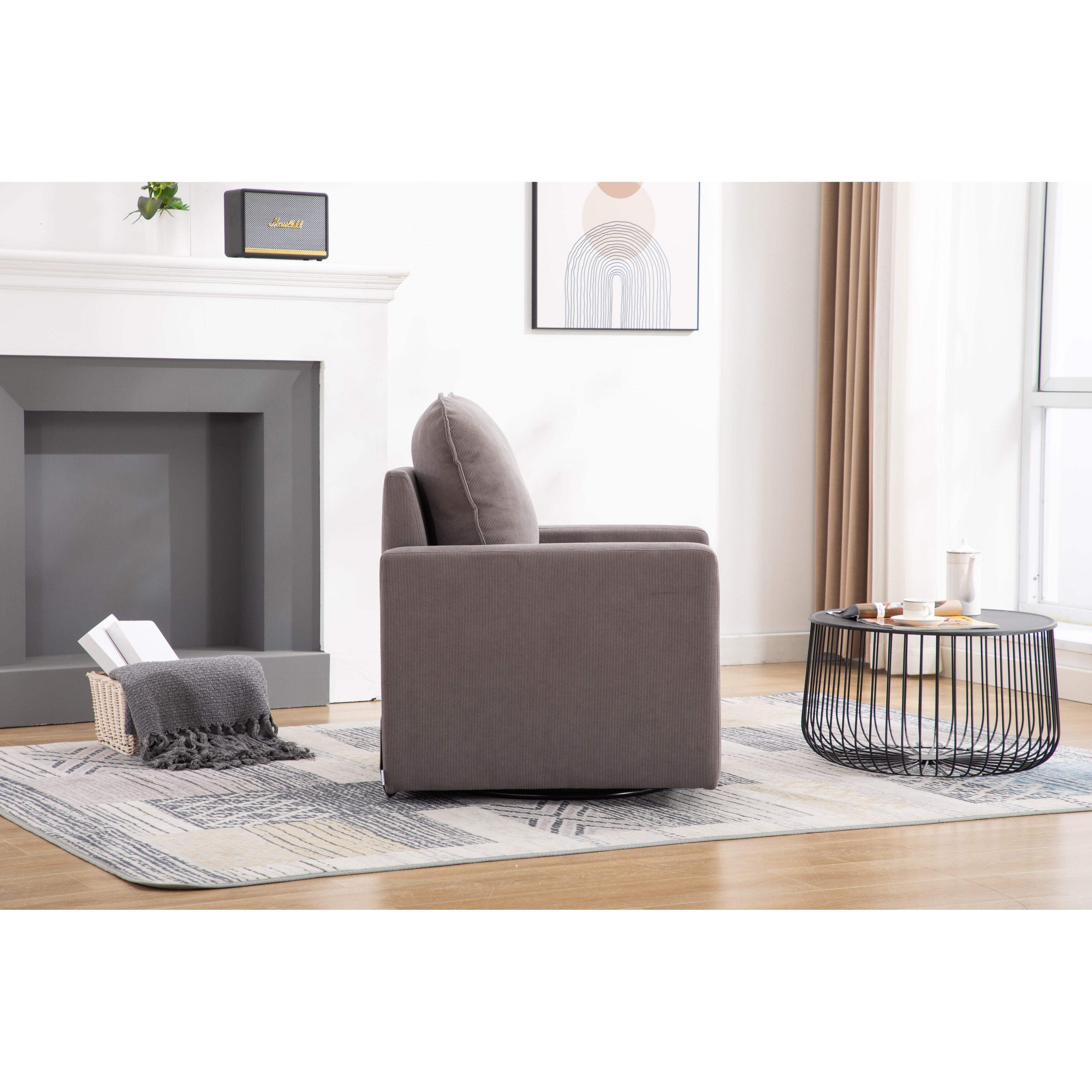 Elegant swivel best sale barrel chair