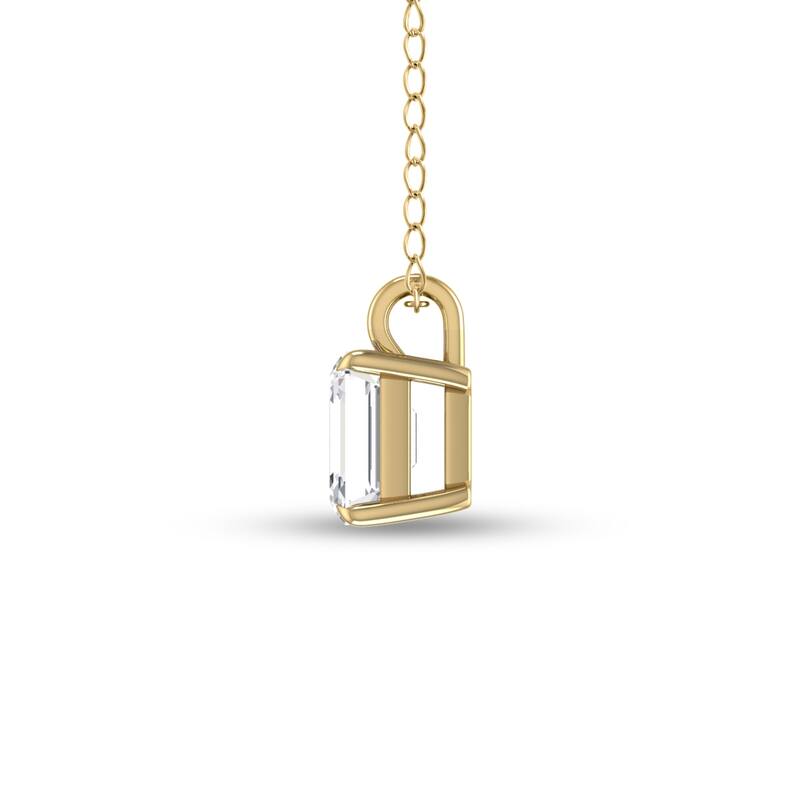 Marquee Lab Grown 1/4 Carat Emerald Solitaire Diamond Pendant in 14K Yellow Gold