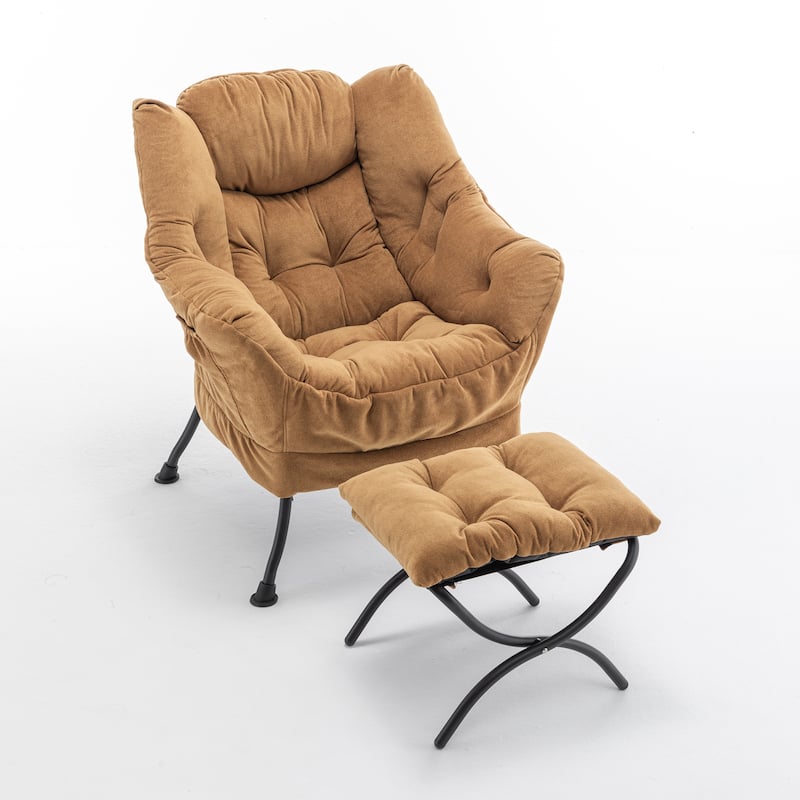 Accent Recliner Chair with Ottoman - Comfortable Upholstered Lounge Chair with Footrest, Ideal for Living Room,and Office - Camel