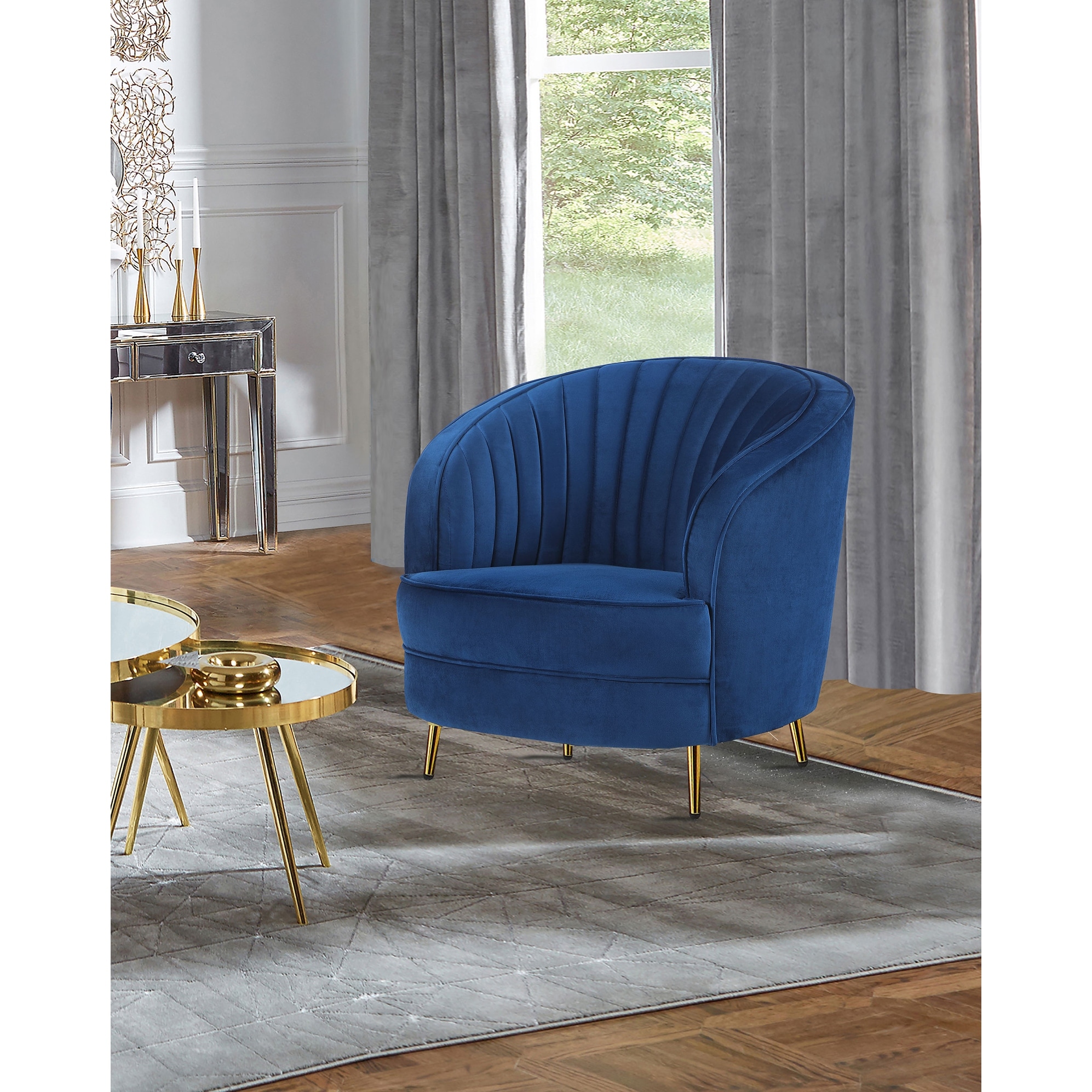 Sophia Upholstered Channel Tufted Barrel Accent Chair