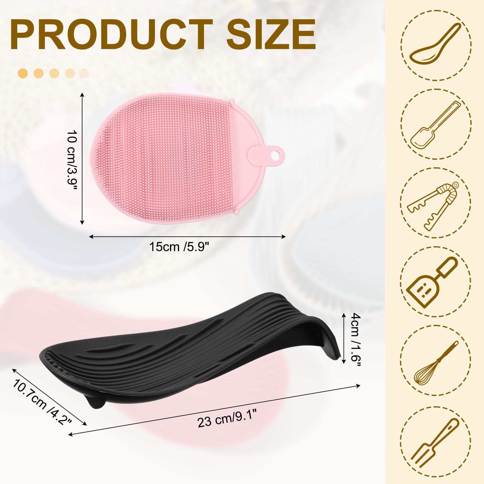 Silicone Spoon Rest for Stove Top, Silicone Spoon Holder for Spatula - 1 inch