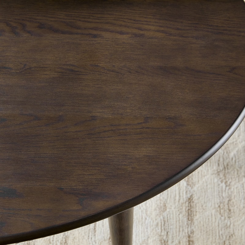 Walker Edison Modern Fluted Oak Wood Veneer Oval Dining Table for 4