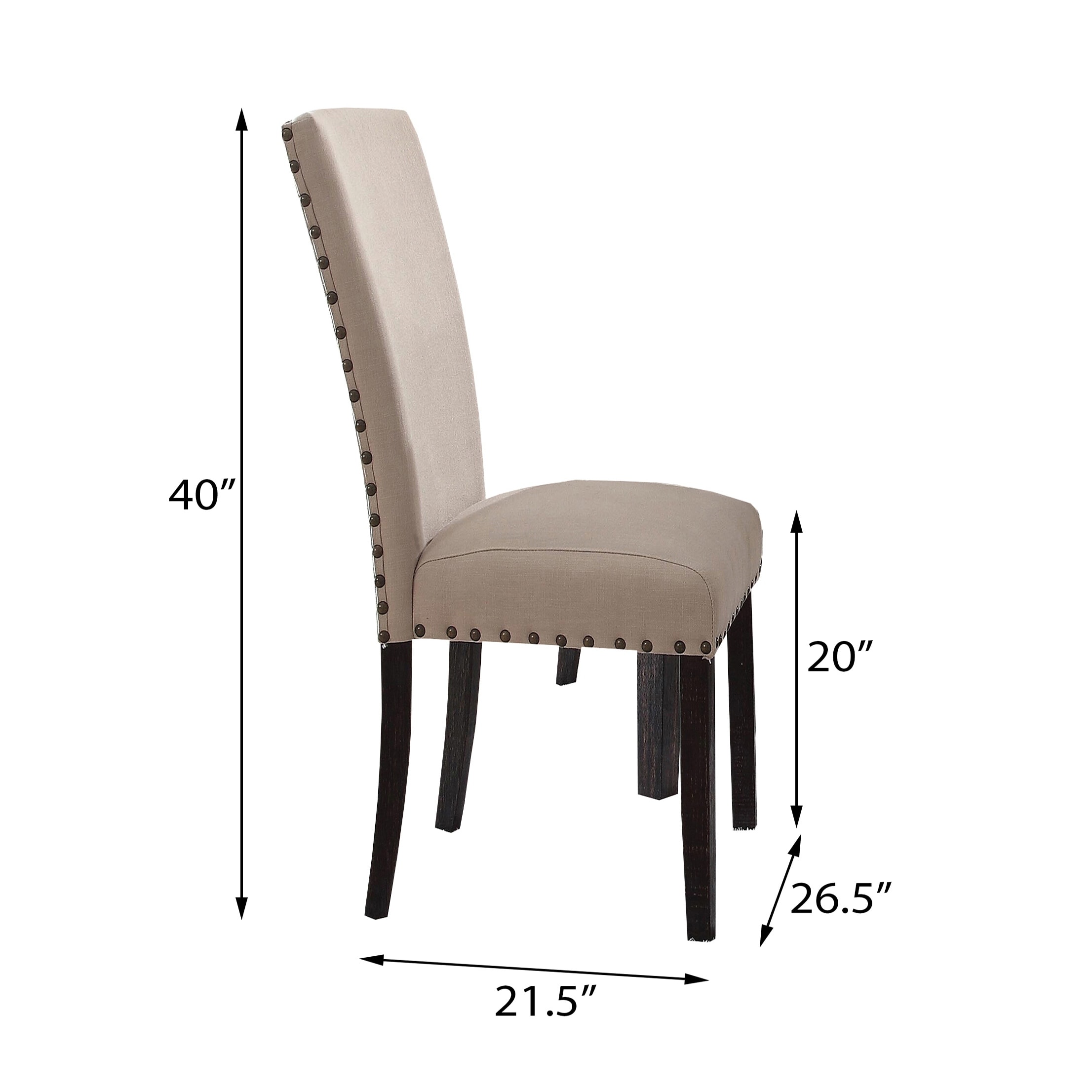Beige and Salvage Dark Oak Upholstery Side Chair (Set of 2)