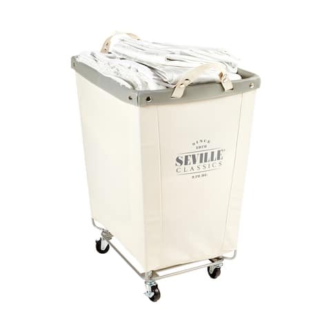 Seville Classics Commercial Grade Heavy-Duty Extra Large Canvas Laundry Basket Hamper with Wheels, 22" D x 16" W x 27" H