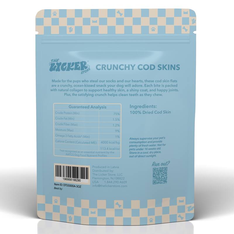 THE LICKER STORE Gluten and Grain-Free Omega-3 Single Ingredient Crunchy Dried Fish Treats for Dogs, 3oz Bag - N/A